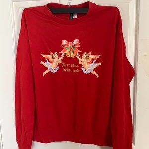 Divided H&M Christmas, New Year and Angel Print Crew Neck Sweatshirt